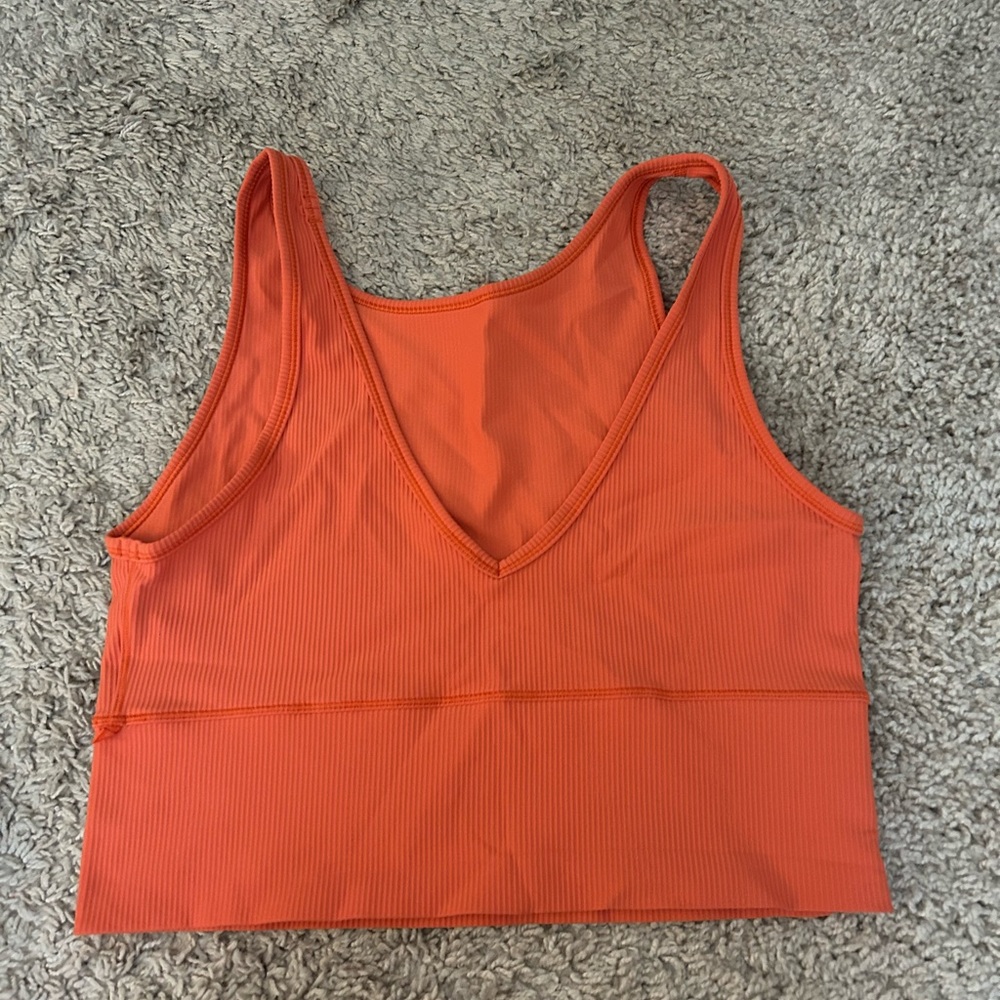 Women's Orange V-Neck Athletic Top